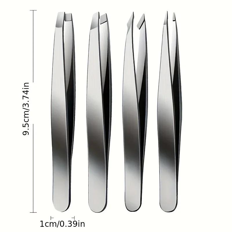 1Set 4PCS Professional Stainless Steel Tweezers Perfect For Eyebrow Hair Removal Splinter Very Effortless and Relaxed To Remove