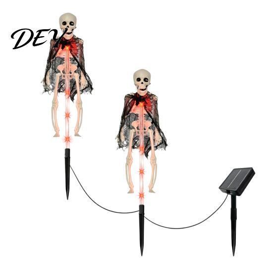 Creepy Halloween Yard Accessories Solar Bat Garden Lights, Realistic Skeleton Pathway Decor, Waterproof LED Decorations Spooky Stake Light for Outdoor
