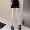 Women Aesthetic Sexy Side Crisscross Hollowed Out Thigh Stockings Tights Goth Rose Flower Patterned Suspender Pantyhose