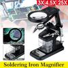 Soldering Iron Station Stand Welding Magnifying Glass Clip Clamp 3Hand Desktop Magnifier Solder  White/Black
