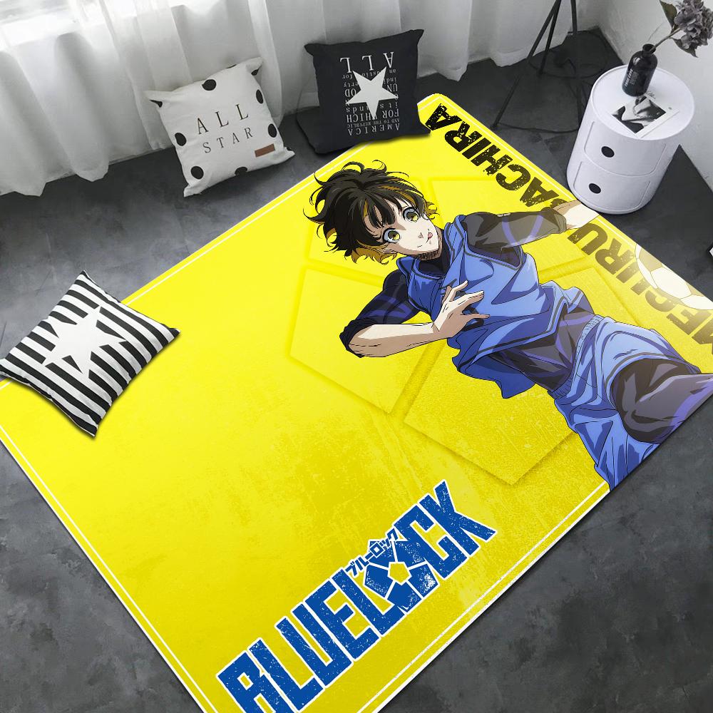 Blue Lock Room Mats Cheaper Anti-slip Modern Living Room Balcony Printed Household Carpets