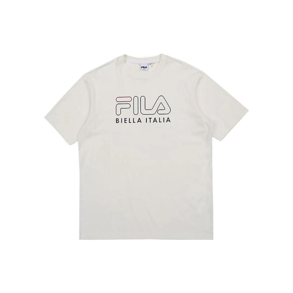 FILA Printed Large Logo Round Neck Pullover Short Sleeve T-Shirt Men T-Shirts White FS2RSA2101X-OWH
