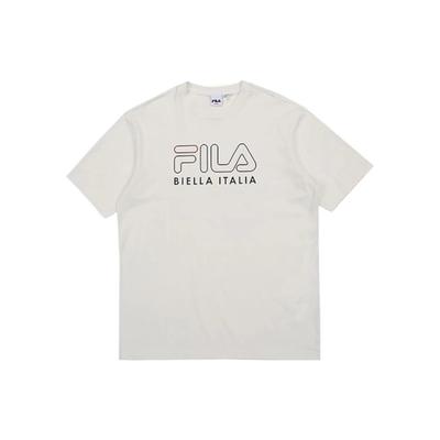 Printed Large Logo Round Neck Pullover Short Sleeve T-Shirt Men T-Shirts White FS2RSA2101X-OWH