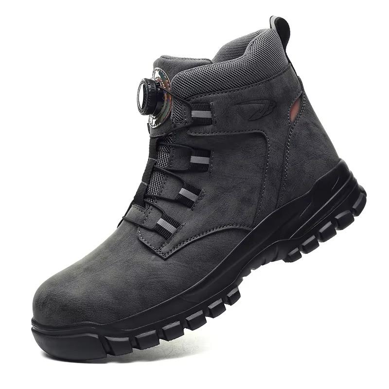

Fashion Work Safety Boots Men Waterproof Security Boots Lightweight Industrial Steel Toe Work Shoes Protective Men Safety Shoes Size 48 48 серый