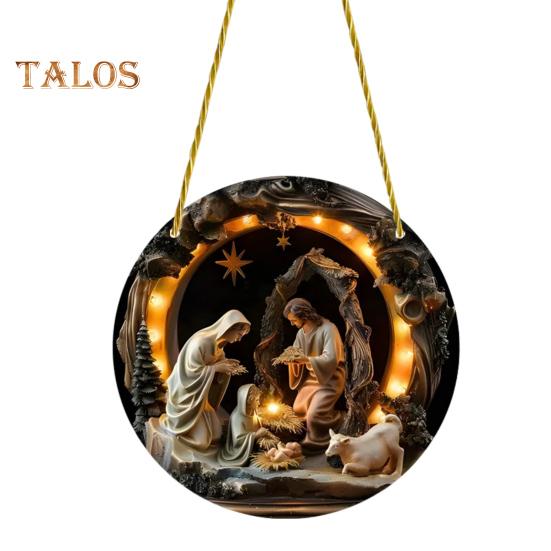 

Рождественская сцена Рождественский орнамент Круглый акриловый Святое семейство подвесные украшения для Рождества Декор для дома, двери, стены, окна разноцветный