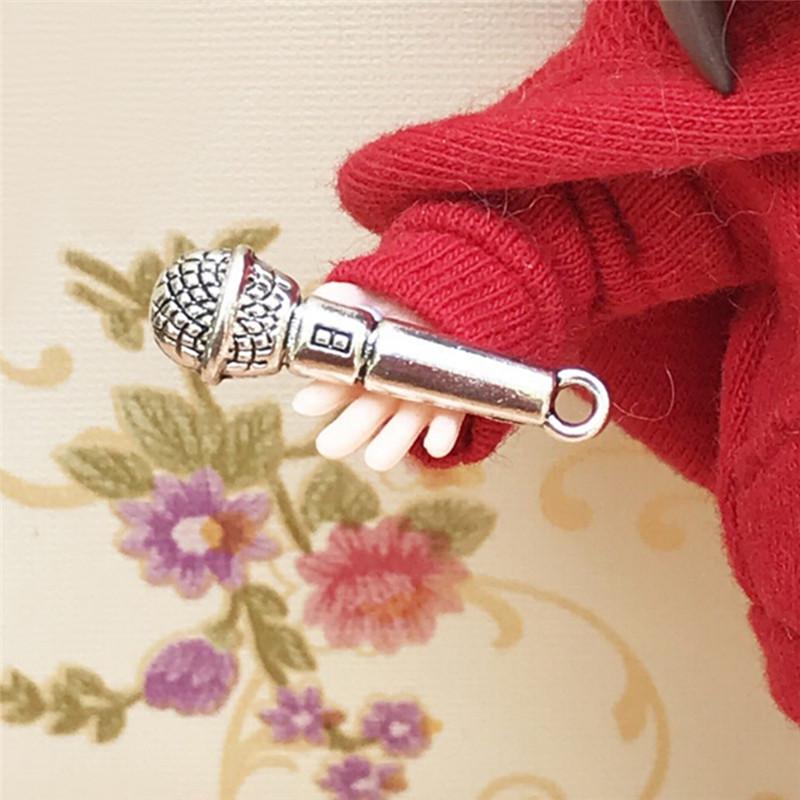 2Pcs 1:12 Doll House Accessories Prop Miniature Metal Microphone
