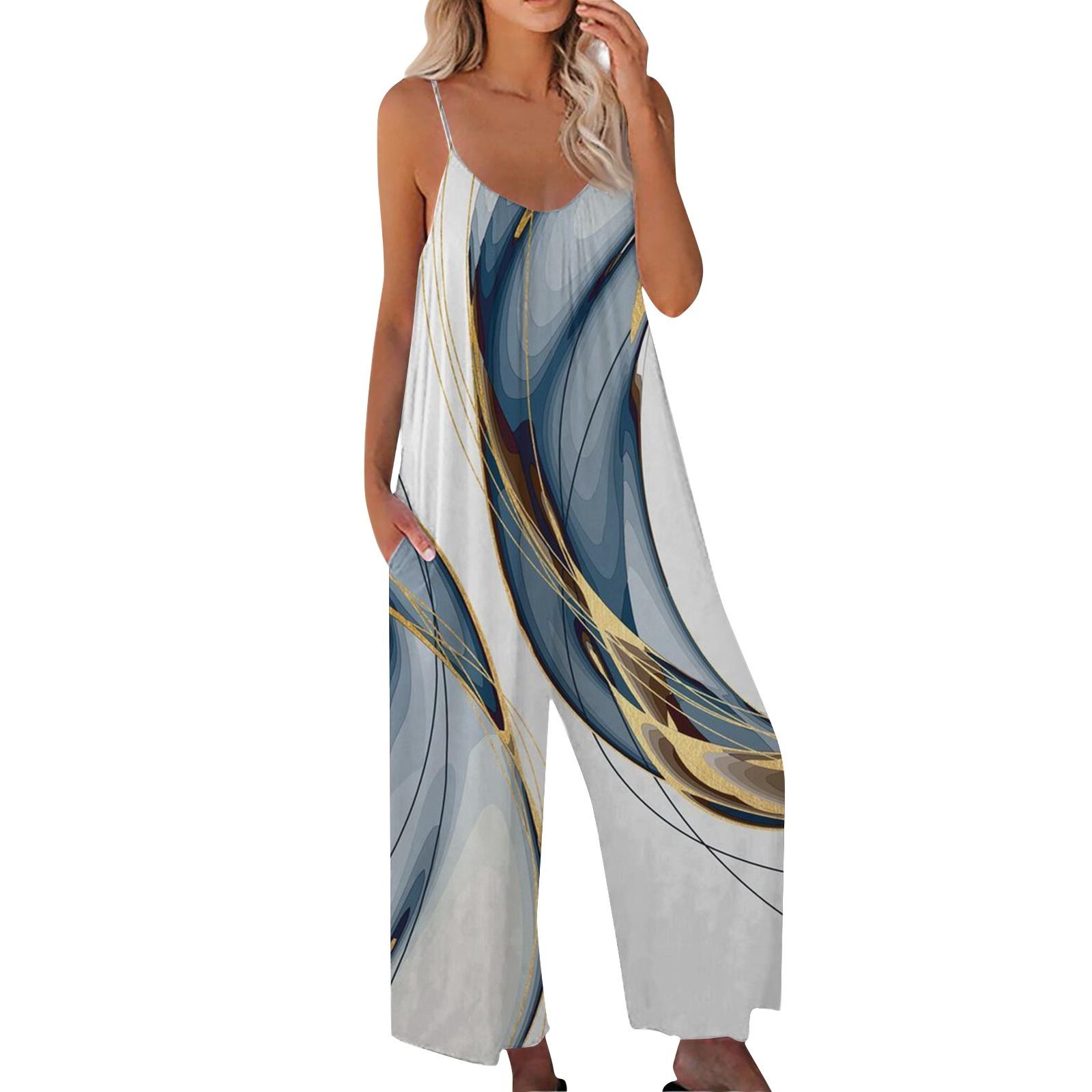 

Женский модный повседневный комбинезон с лоскутным принтом, свободный комбинезон на подтяжках L белый