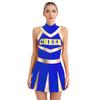 Womens Sparkling Cheerleader Dress Sleeveless Pleated Print Design Youthful Schoolgirl Uniform Halloween Costume