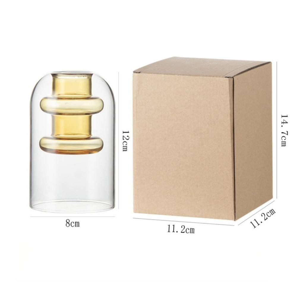 

Creative Colored Glass Vase Home Decor Double Layered Glass Vase Dining Table Decoration Flower Arrangement Vase Hydroponic жовтий