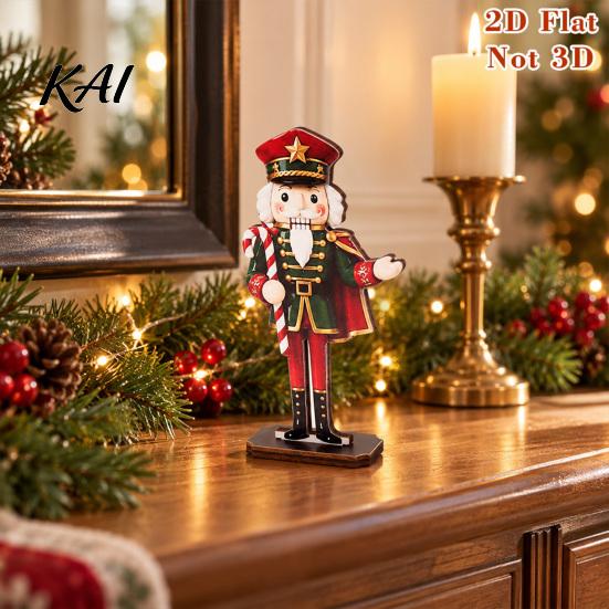 Durable Wooden Holiday Ornament Christmas Nutcracker Table Sign, Soldier Figure Standing Collectible Statue Decorative Desktop for Tiered Tray, Party