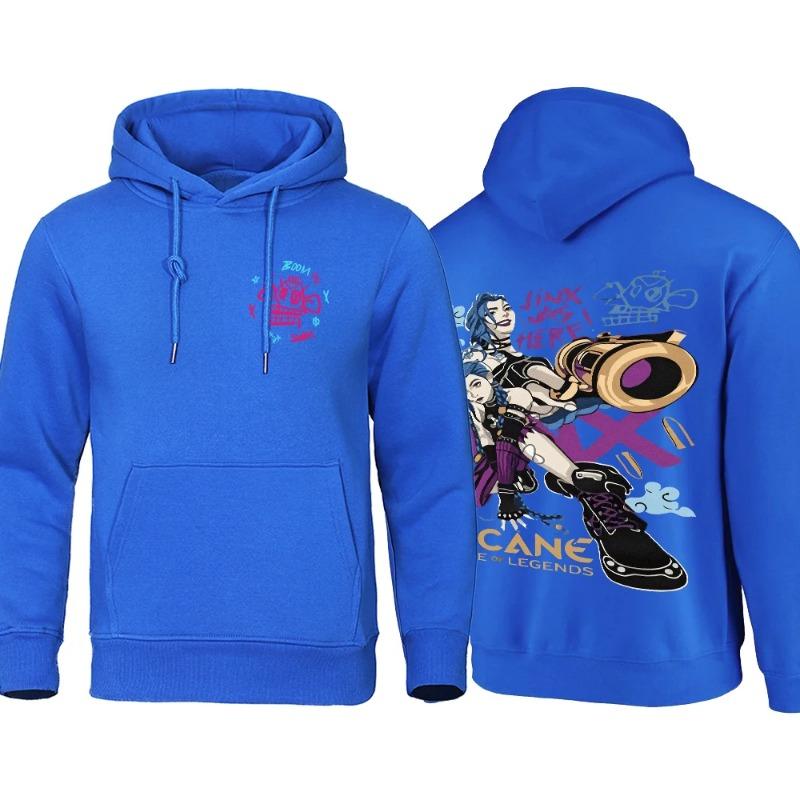 Arcane Hoodie Men Anime Jinx Hoodies Autumn High Quality Fleece Sweatshirt Street Hoody Flexible Oversize Men's Clothing Hoodies & Sweatshirts Men’s