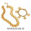 MamacitaSlay 316L Stainless Steel Flower Necklace Bracelet Party Waterproof 18K Gold Plated Jewelry Set Women's Elegant Gift