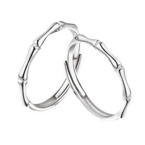 Bamboo Joint Couple Ring: S925 Sterling Silver, Chinese Style, Gift for Men & Women