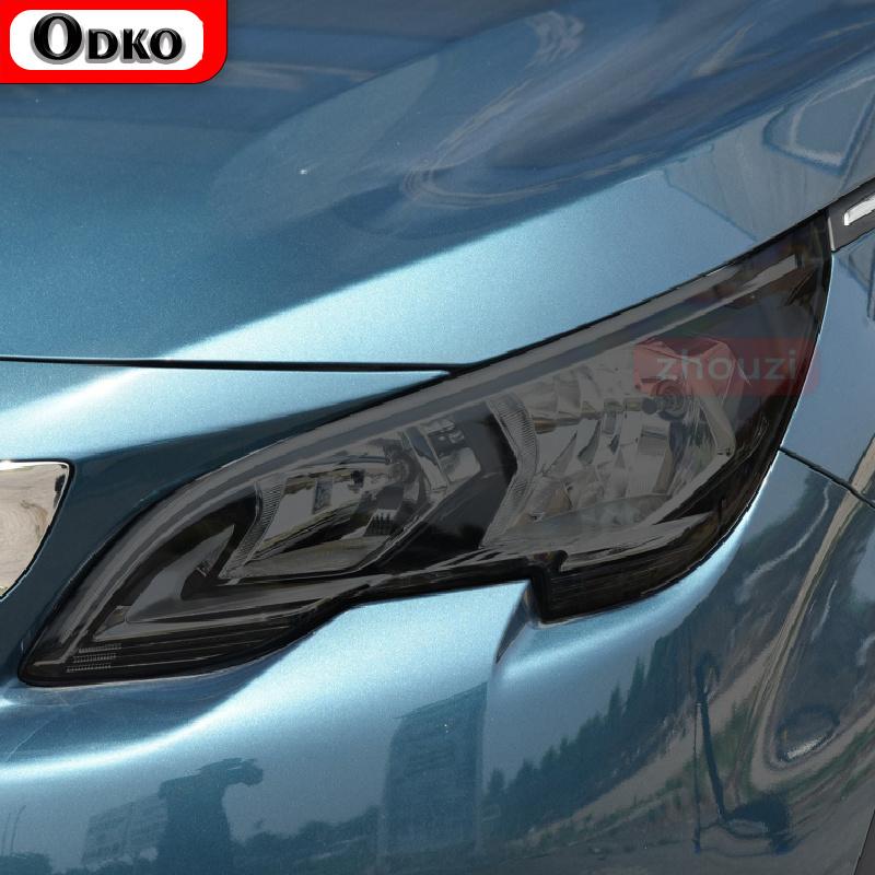 2 Pcs For Peugeot 5008 2018   Car Headlight Tint Black Protective Film Protection Transparent TPU Sticker Accessories