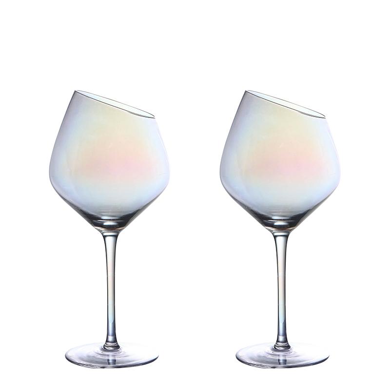 Dazzling Colors Classic Burgundy Glass Ion Plating Crystal Bordeaux Goblet Party Wedding Champagne Flutes Oblique Mouth Wine Cup
