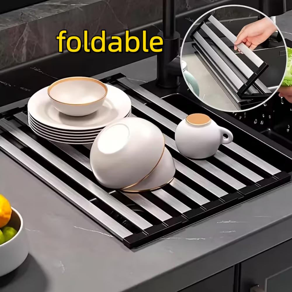 R304 Stainless Steel Kitchen Sink Drainage Grille, Sink and Dish Drainer, Folding and Retractable Drainer
