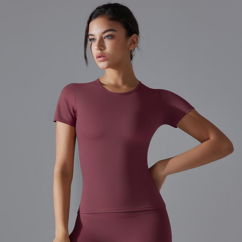 Nessaj Slim Women Short Sleeve Shirts Summer Short Sleeve Top Elasticity Casual T Shirts