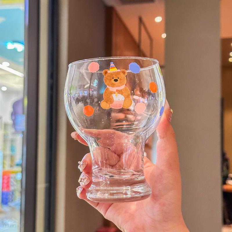 Cute Polka Dot Rabbit Beer Cup Girls High Value Glass Water Cup Household Juice Milk Cup Birthday Gift