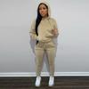 European & American Women's Plus Velvet Hooded Sweatshirt & Pants Set - Casual Sportswear
