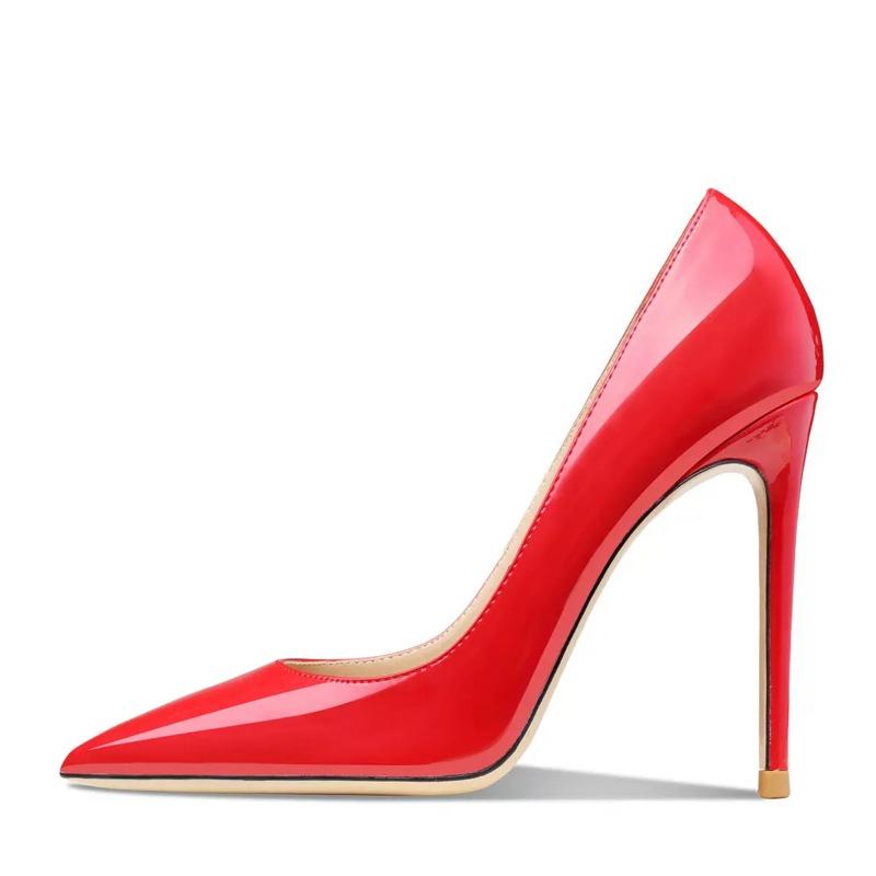 New Sexy Cm Pointed Head Shallow Mouth Patent Leather Stiletto Wedding Banquet Large Size Women's Shoes