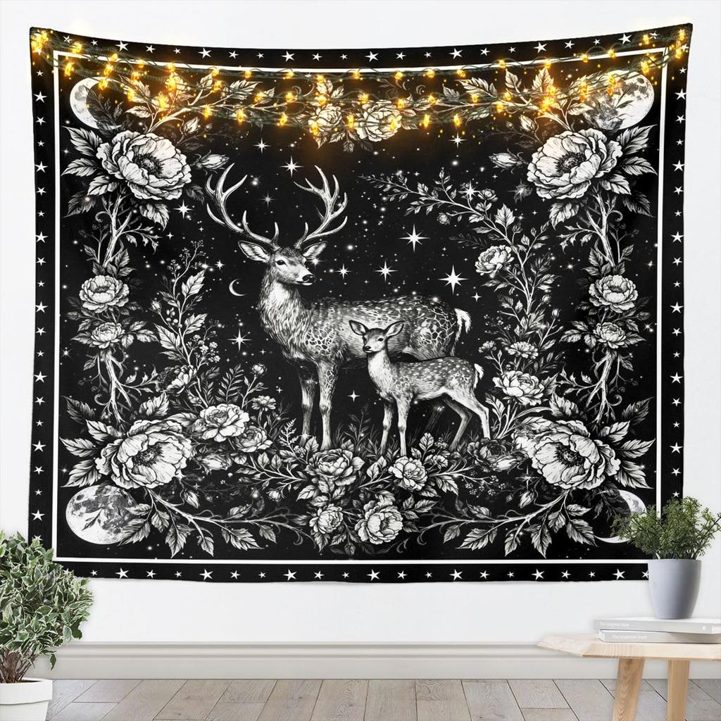 Bohemian Tapestry for Bedroom | Sun and Moon Wall Tapestry Aesthetic Antique Decor Cosmic Galaxy Tapestries, Universe Stars
