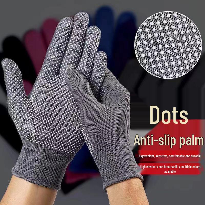 13-Pin Nylon Dotted Non-Slip Gloves: Breathable, Wear-Resistant, Ideal for Gardening, Rock Climbing, Packaging, and Labor Protection.