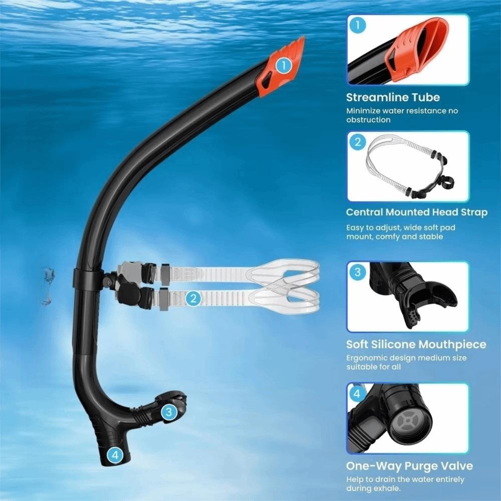 Semi-Dry Top Front Snorkel Silicone Mouthpiece Snorkeling Snorkel Swimming Snorkel Adult Youth Kid