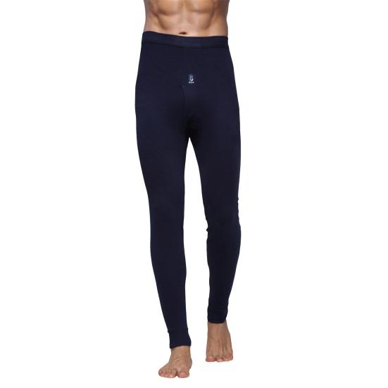 Men Pants Elastic Waist Thermal Insulation Long Johns Solid Color Travel Work School Bottoming