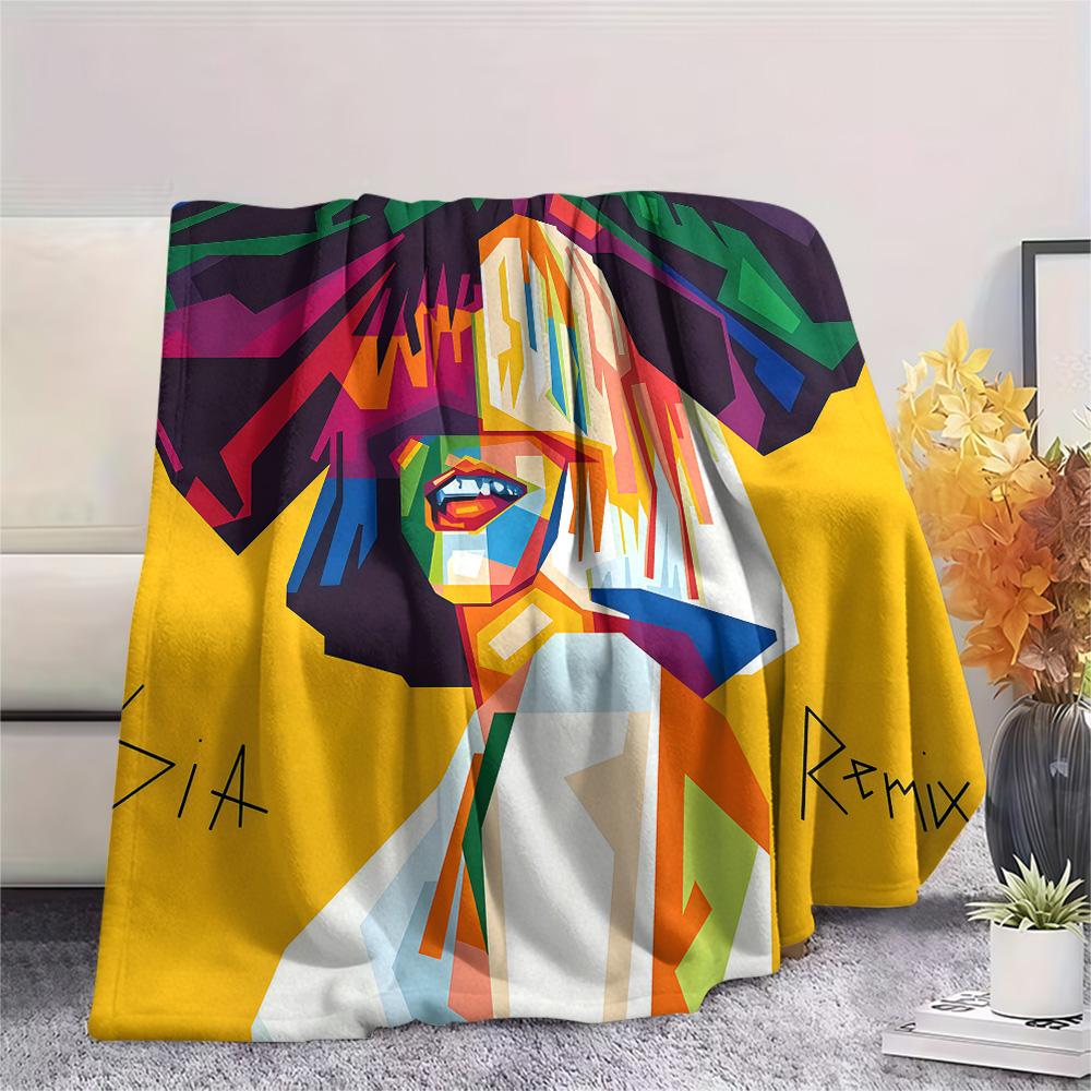 1PC SIA Print Flannel Blanket, High quality Comfortable for All Seasons, Home Decor, Warmth and Comfort, Perfect for Christmas Gifts