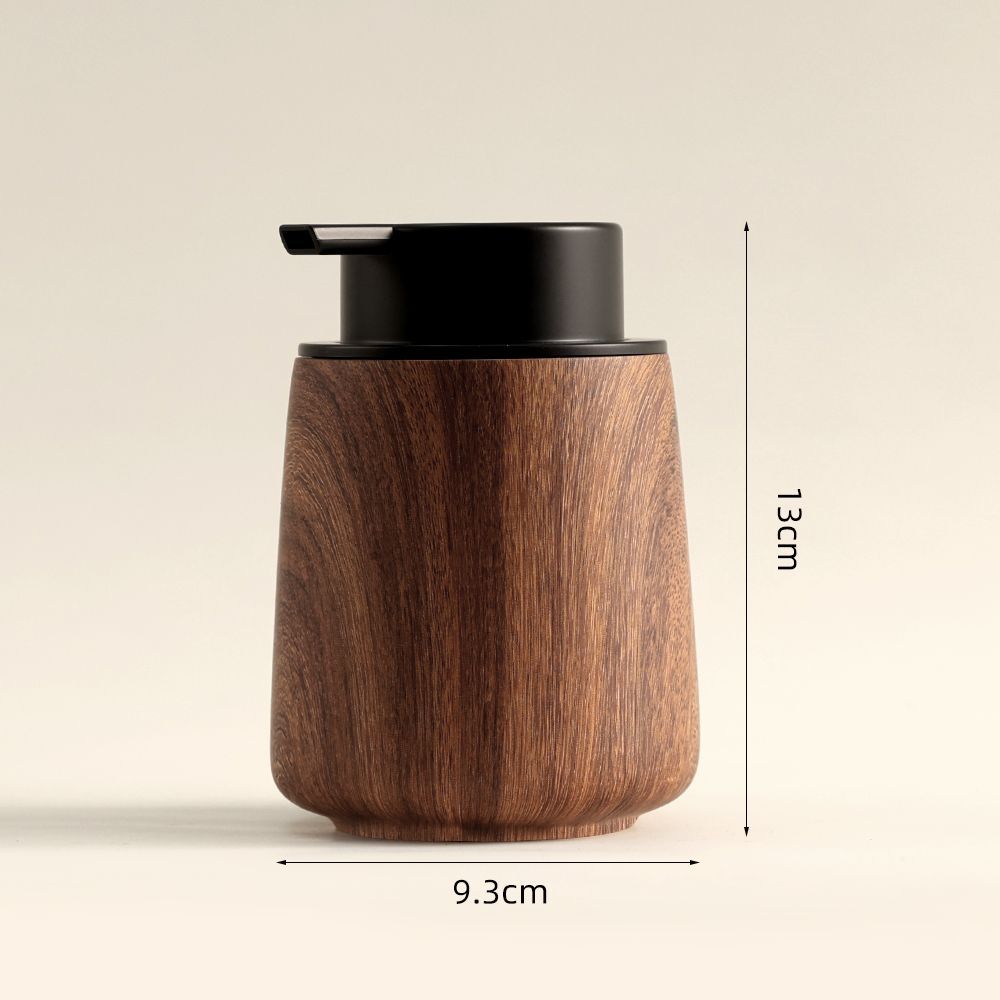Walnoot Houtnerf Schuim Zeepdispenser Druktype Voor Douchegel Shampoo Handdesinfectiemiddel Luxe Badkamer Container