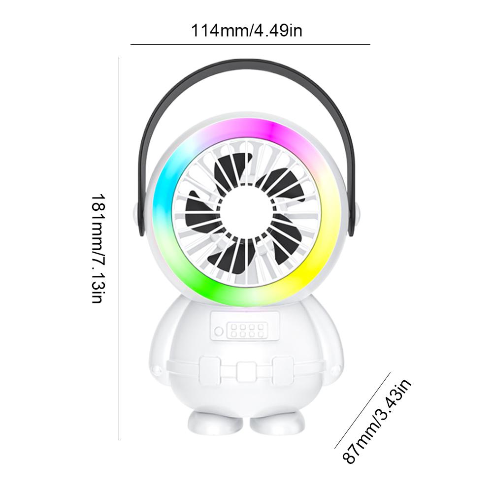 Astronaut Mini Fan USB Rechargeable Spaceman Small Desktop Fan 3 Speeds Cooling Personal Fan for Home Office Travel Dormitory