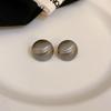Silver needle hemisphere metal stud earrings Korea's new light luxury brushed design earrings fashion temperament earrings