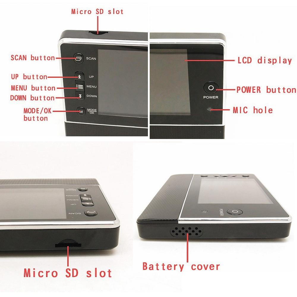 3.5 Inch Door Viewer Peephole Camera Doorbell Motion Detection IR LED Night Vision Support Taking Photos Videos Whit 4pcs batteriesAA