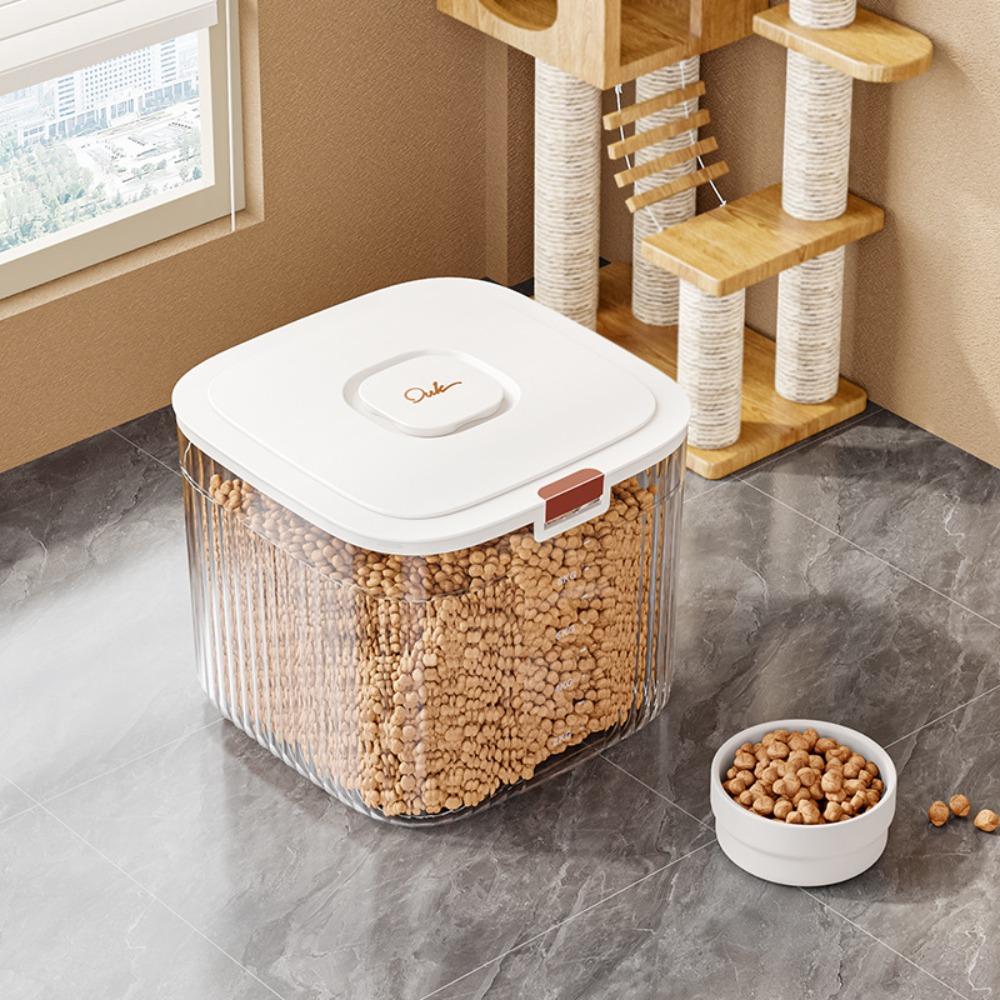 Sealed Dog Food Storage Container Transparent Pet Food Storage Barrel  Pet Supplies