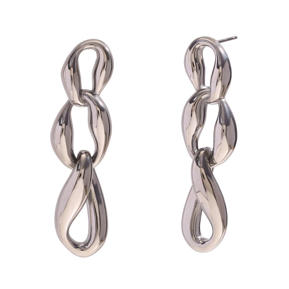 

MamacitaSlay Stainless Steel 18K Gold Plated Irregular Chain Earrings Party Waterproof Jewelry Women s Charm Statement Earrings серебряный