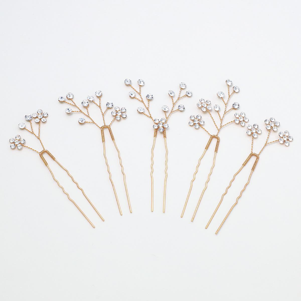 Elegant Pearl & Rhinestone U-Shaped Hairpin Set of 5 for Wedding & Daily Wear