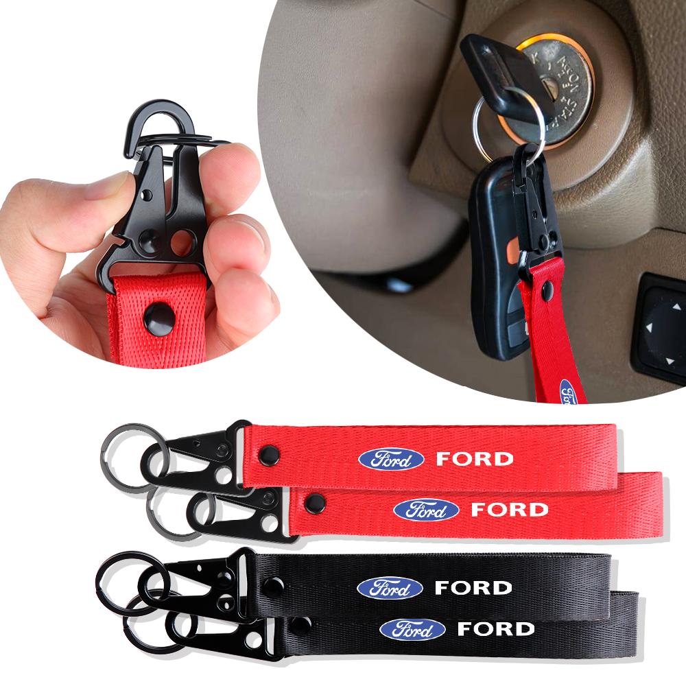 AAAMQ1 For Ford Focus Mustang Ranger Fusion Mondeo Kuga ST Car Styling Keychain Strap Key Holder Lanyard Decoration Auto Accessories