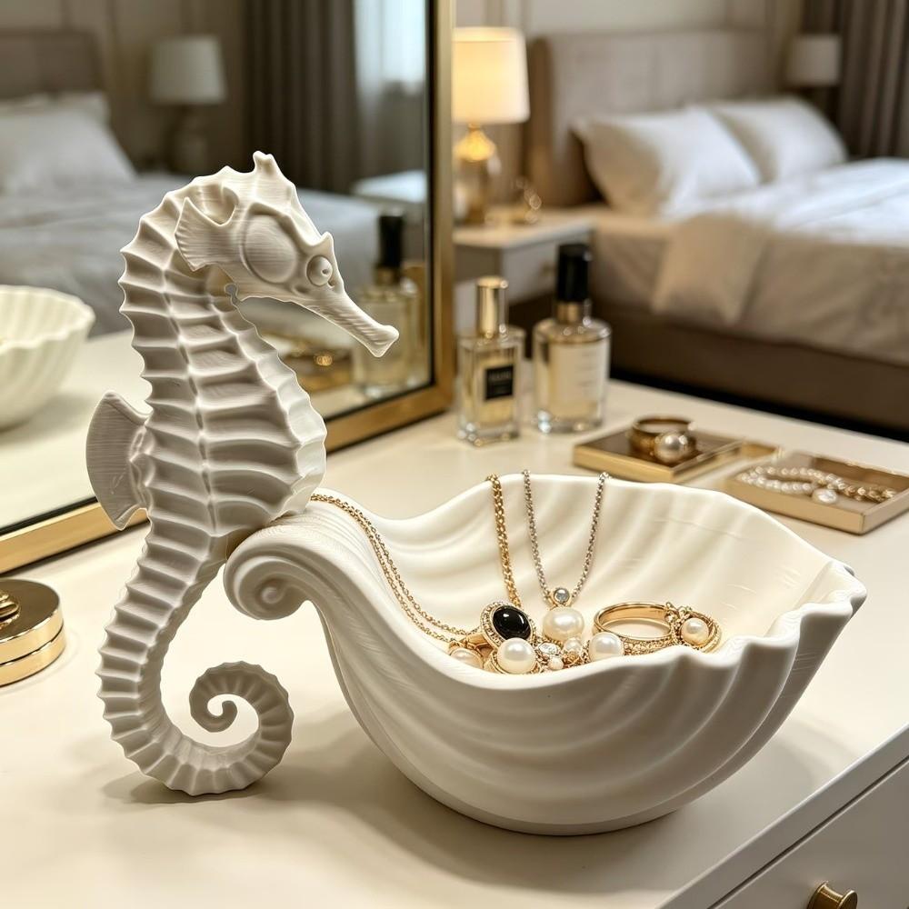 Cute Jewelry Display Stand Plastic Rings Holder Unique Seahorse-Shaped Storage Tray Home Ornaments