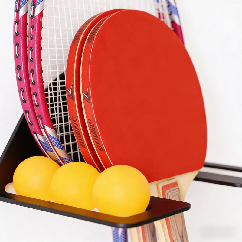 Table Tennis Storage Display Rack Multi-layer Adjustable Home Wall-mounted Floor-standing Dual-use Sports Supplies Accessories O