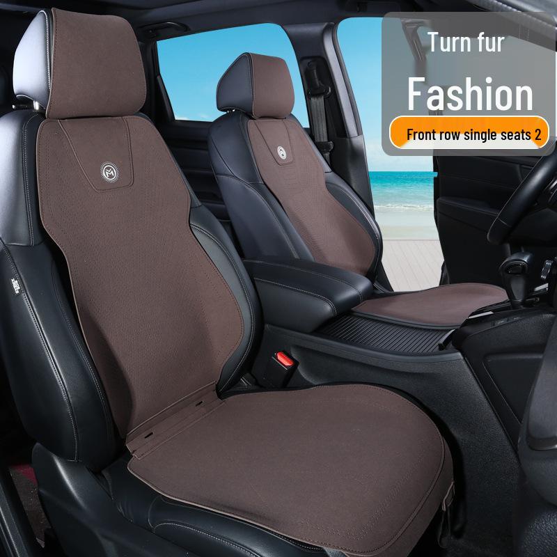 Suede Car Seat Cushion - All-Season, Breathable, Luxury Design with Small Waist Support