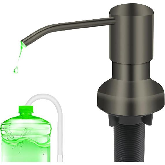 Soap Dispenser for Kitchen Sink, Sink Soap Dispenser with Longer Threaded Shaft Shank, 47" Extension Tube Connects Directly To Dish Soap Container,
