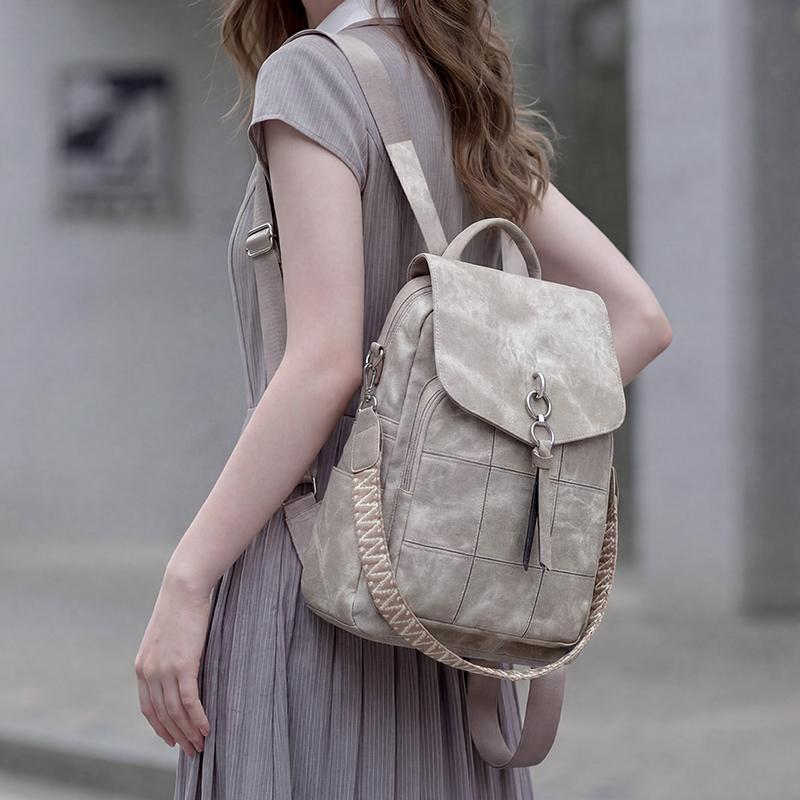 Women's Multifunctional Shoulder Bag PU Large Capacity Travel Backpack