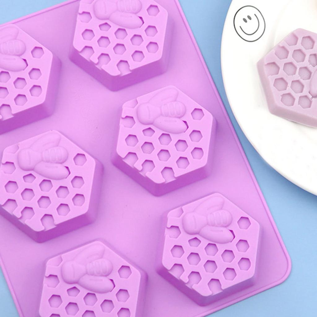 1pc Bee Honeycomb Soap Candle Silicone Mold 6 Cavity 3D Beehive Silicone Cake Mold Baking Utensils