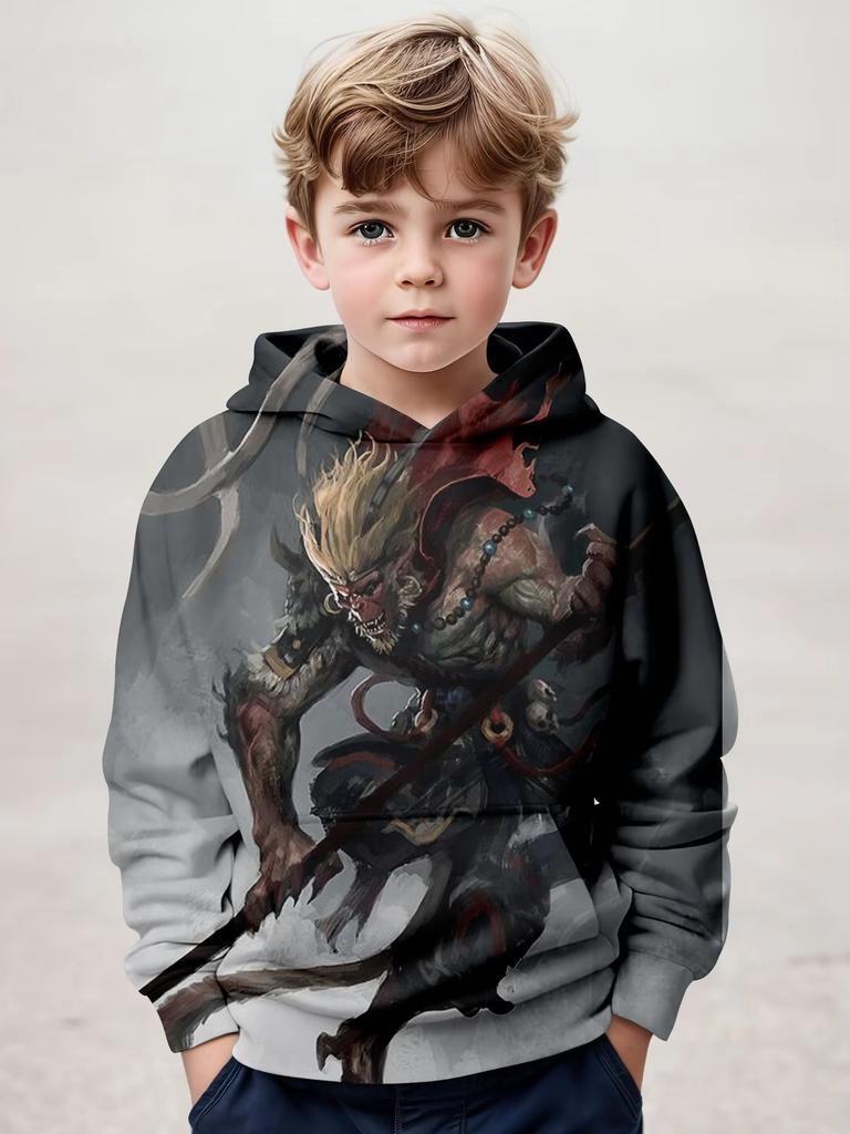 Haine pentru copii Hanorace Haine pentru băieți Imprimeu 3D Black Myth Wukong Haine pentru copii de primăvară-toamnă Hanorac cu glugă de exterior la modă