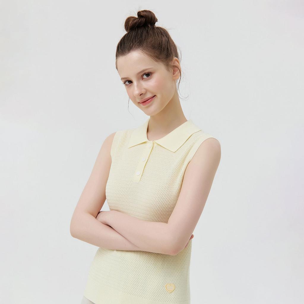 MARTINE GOLF Saint Collar Sleeveless Knit_Yellow