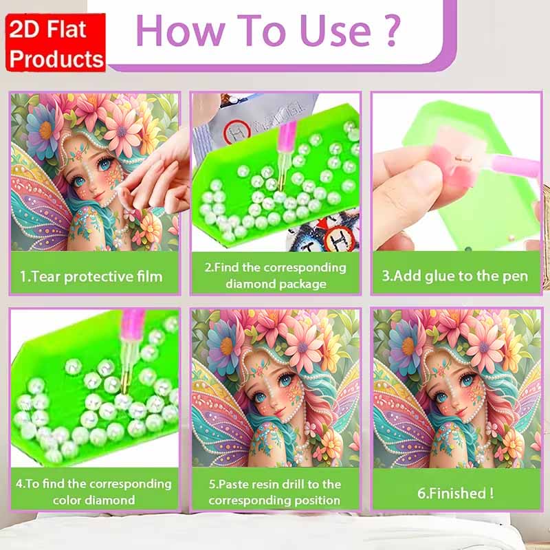 DIY Beautiful Fairy Flower Pearl Diamond Art Kits Without Frame 30x40cm Gem Art Diamond Painting Kits for Adults/Beginners Gift Idea Home Wall Decor
