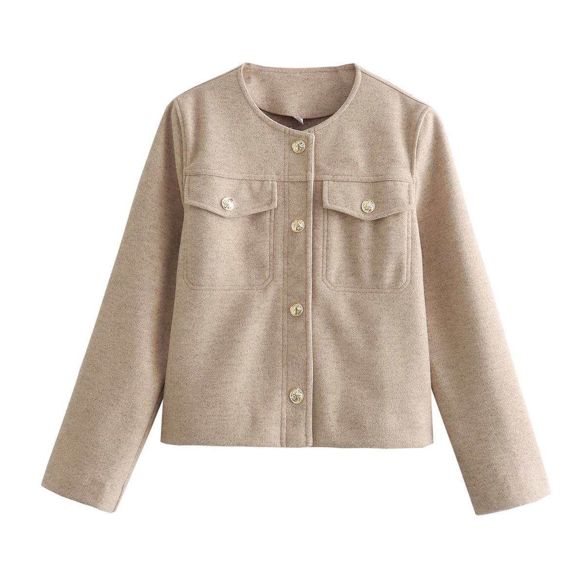 

Женский кардиган укороченный с карманами в европейском и американском стиле для осени и весны M хаки