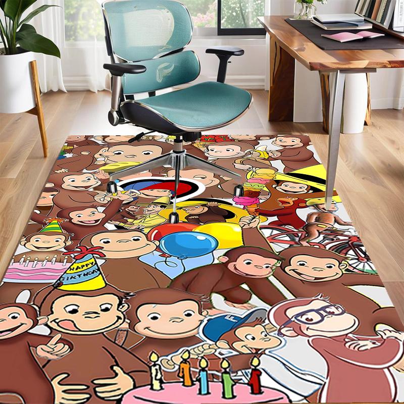 1pc Curious George Design Area Rug - Non-Slip, Soft & Cozy Floor Mat for Living Room, Bedroom, Office - Indoor/Outdoor Decorative Carpet