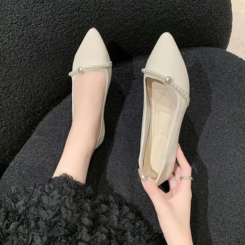 Fashion Elegant Party Anti-slip Woman Flats Moccasins Pointed Toe Shallow With Heel On Cheap Clearance Vacation 39 Dress Shoes for Women