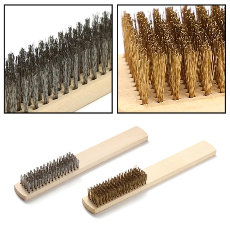 12 Piece Wire Brush Copper/Steel Brush File Cleaning Brush Timber Handle Steel Rust Removal Polishing Brush for Home